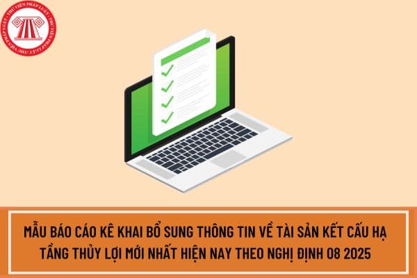 Mẫu báo cáo kê khai bổ sung thông tin về tài sản kết cấu hạ tầng thủy lợi mới nhất hiện nay theo Nghị định 08 2025?