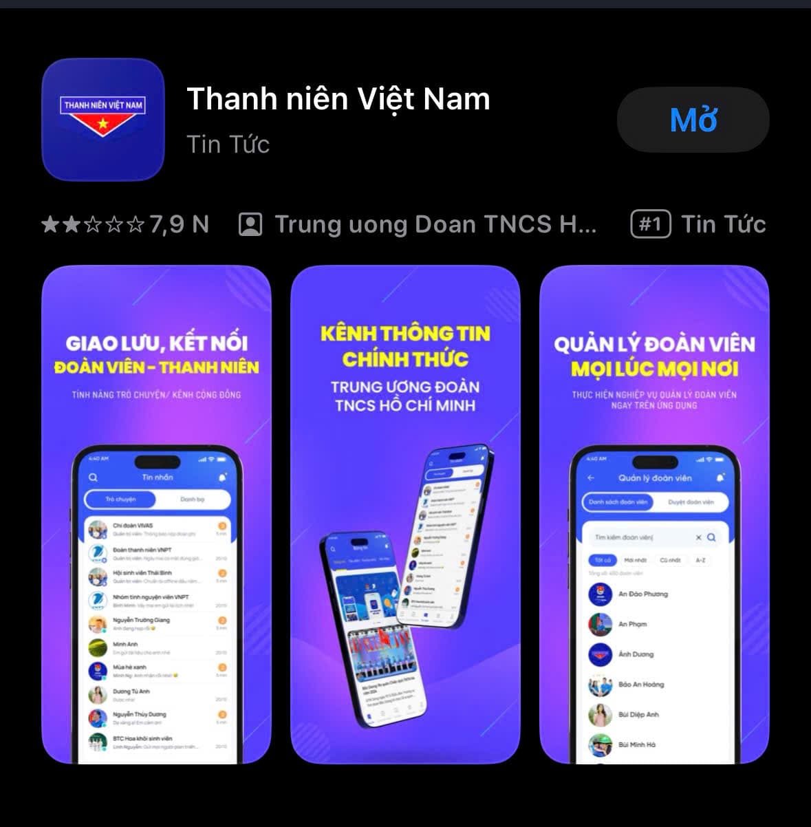 ứng dụng thanh niên Việt Nam