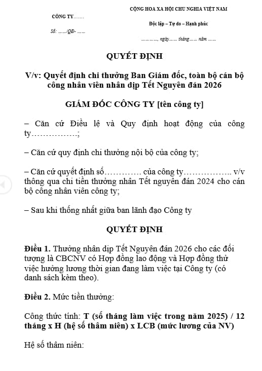 thưởng tết