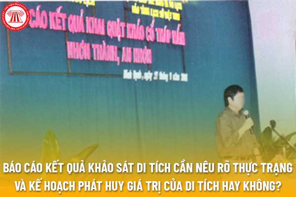 Khảo sát di tích giúp chúng ta hiểu rõ hơn về lịch sử và văn hóa đất nước mình. Báo cáo kết quả của khảo sát này còn có thể cung cấp thông tin hữu ích cho các nhà nghiên cứu và quản lý di tích. Hãy xem hình ảnh liên quan đến khảo sát di tích để tìm hiểu thêm.