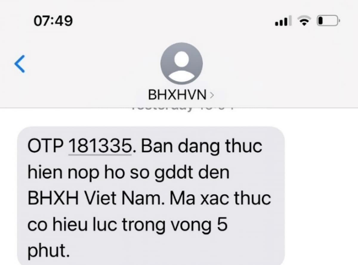 BHXH Việt Nam sẽ gửi mã OTP về số điện thoại của người hưởng.