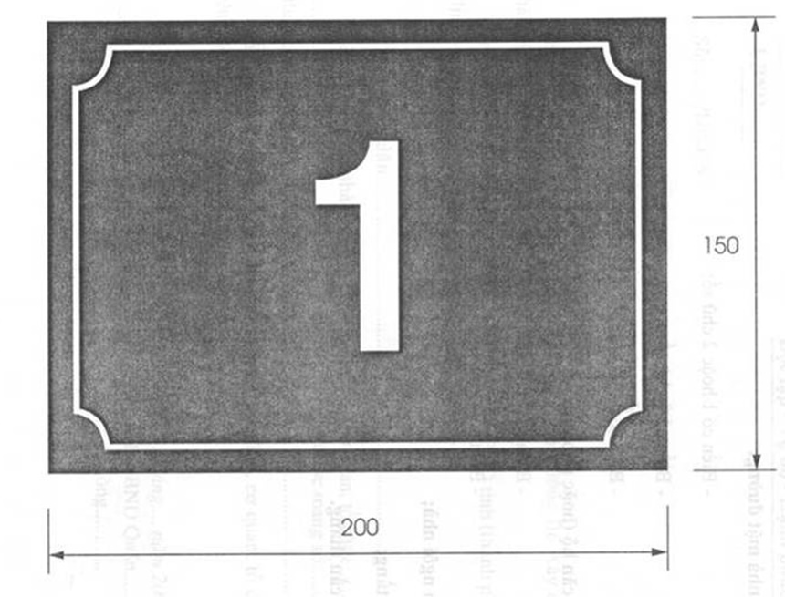 Mẫu biển số nhà mặt đường (có 1 chữ số)