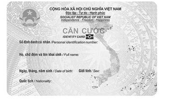 Mặt trước thẻ căn cước cấp cho công dân Việt Nam dưới 06 tuổi gồm các thông tin sau