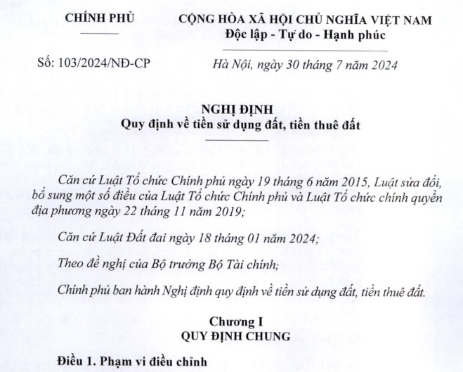 Đã có Nghị định 103 về miễn giảm tiền sử dụng đất từ 01/8/2024