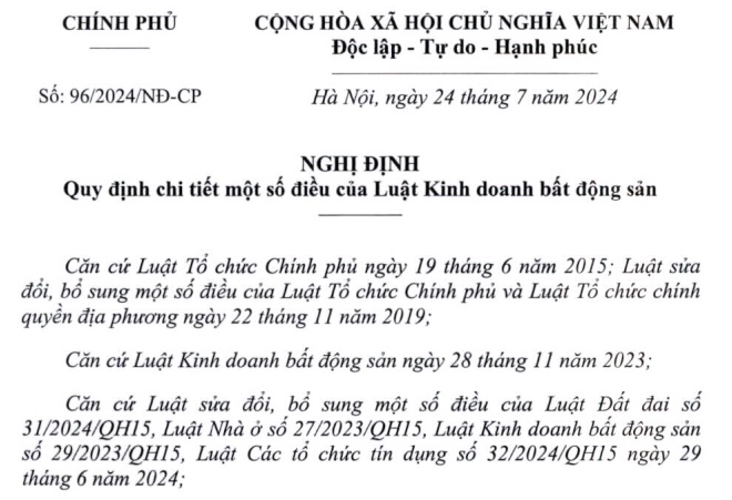 Đã có Nghị định 96 hướng dẫn chi tiết Luật Kinh doanh bất động sản 2023