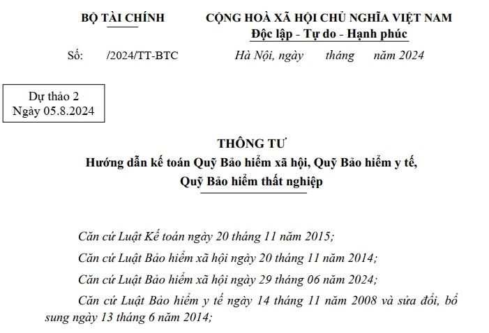 Đã có dự thảo Thông tư hướng dẫn kế toán bảo hiểm xã hội mới từ 01/01/2025