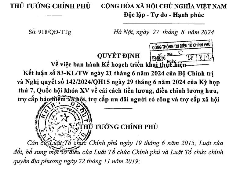 Đã có Quyết định 918 về triển khai cải cách tiền lương theo Kết luận 83 của Bộ Chính trị