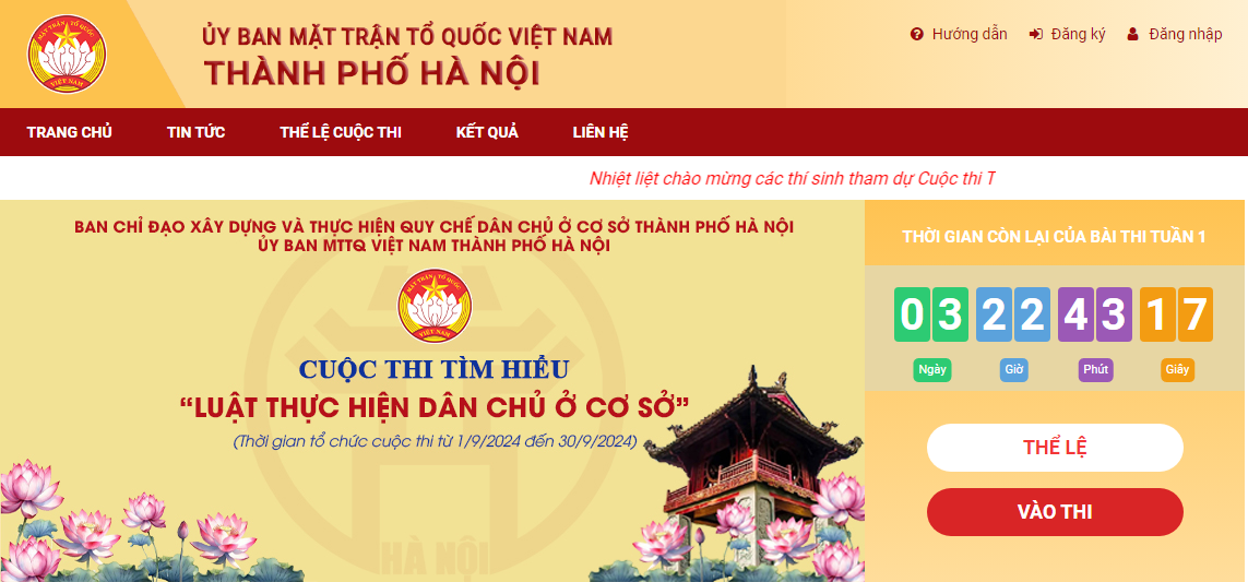 Đáp án tuần 1 Cuộc thi trực tuyến tìm hiểu Luật Thực hiện dân chủ ở cơ sở trên địa bàn thành phố Hà Nội năm 2024