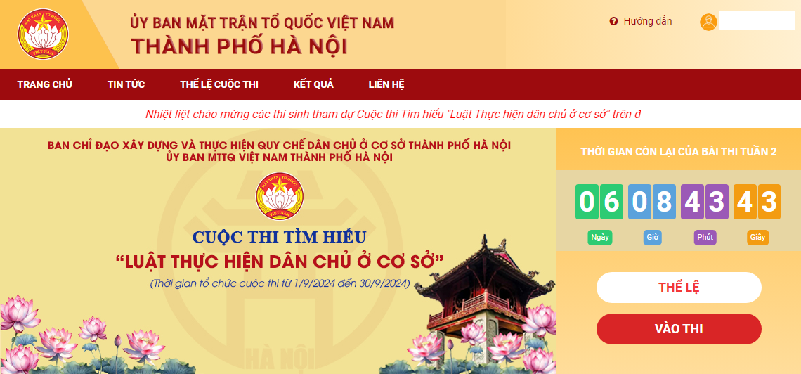 Đáp án tuần 2 Cuộc thi trực tuyến tìm hiểu Luật Thực hiện dân chủ ở cơ sở trên địa bàn thành phố Hà Nội năm 2024