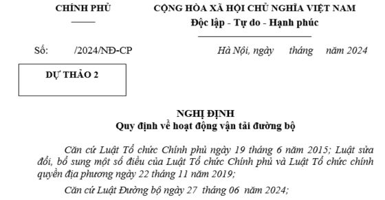 Đã có dự thảo Nghị định về hoạt động vận tải đường bộ (thay thế Nghị định 10/2020/NĐ-CP)