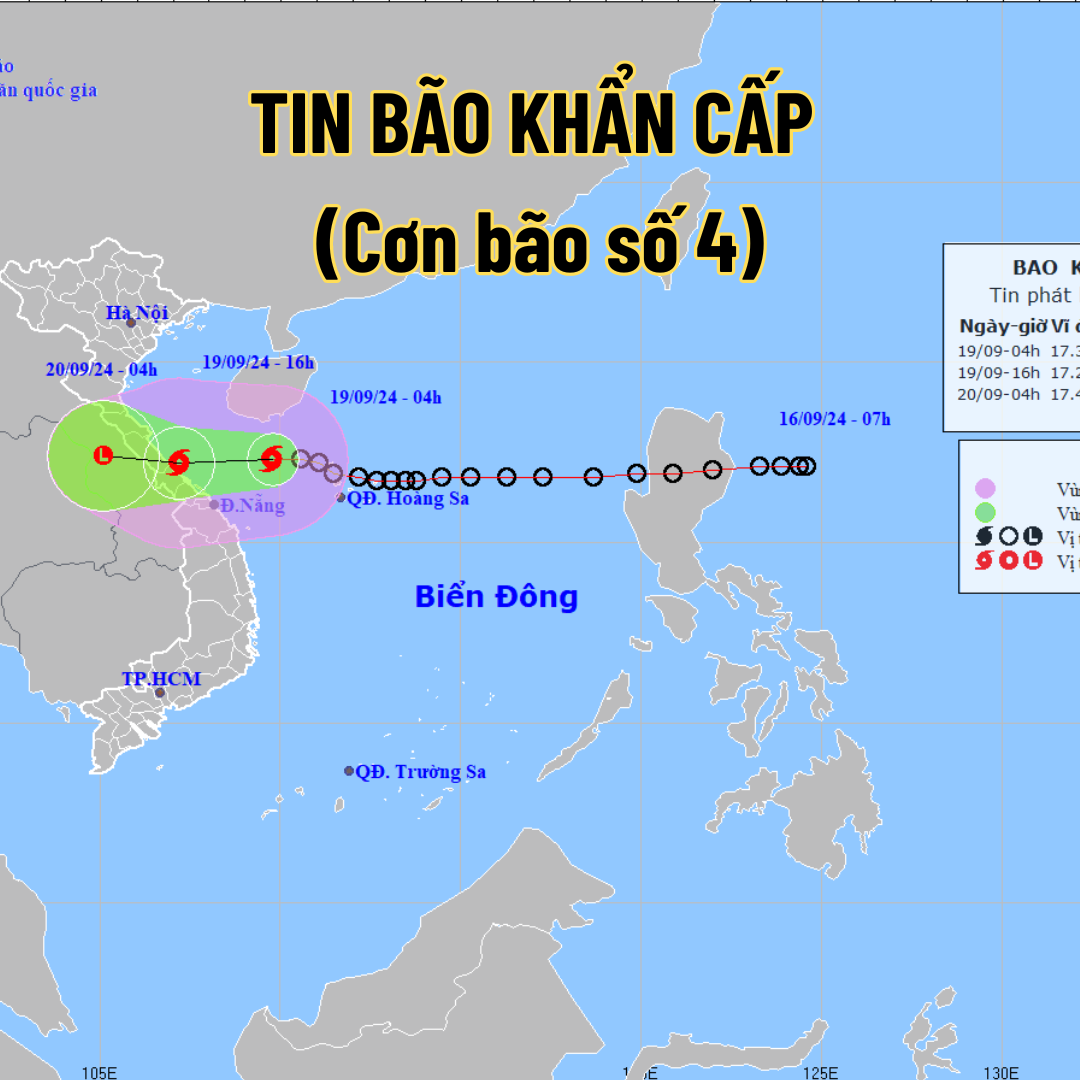 Tin bão khẩn cấp (cơn bão số 4) (Cập nhật lúc 05 giờ ngày 19/9)