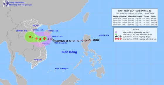 Diễn biến bão số 4 theo cập nhật mới nhất ngày 19/9