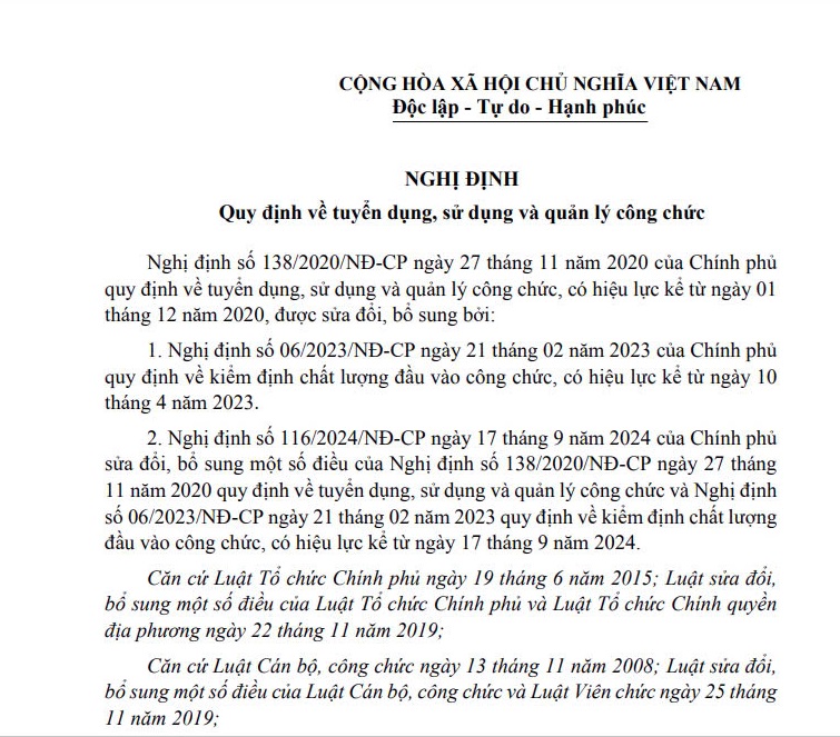 Đã có Văn bản hợp nhất Nghị định về tuyển dụng, sử dụng và quản lý công chức