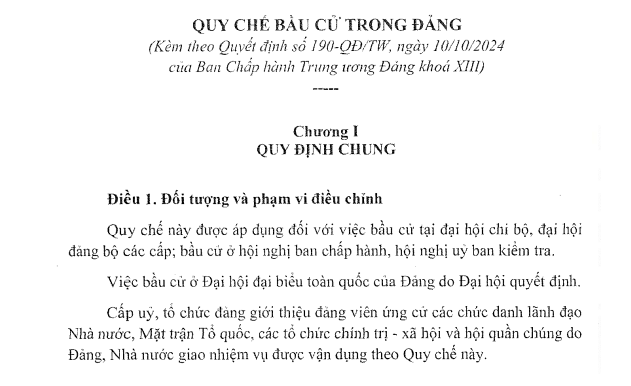 Quy chế bầu cử đại hội chi bộ 