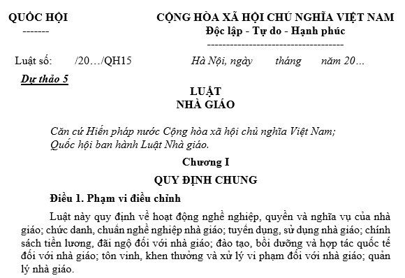 Cập nhật dự thảo Luật Nhà giáo mới nhất (Dự thảo 5)