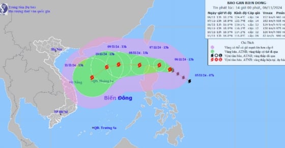 Tin bão gần Biển Đông (bão YINXING) ngày 06/11/2024