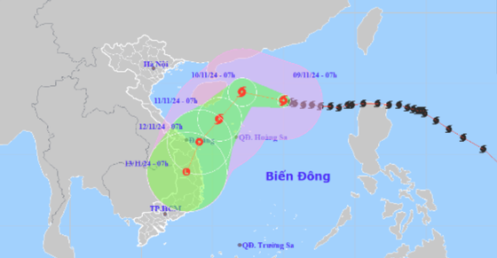 Cập nhật về cơn bão số 7 (bão YINXING) ngày 09/11 