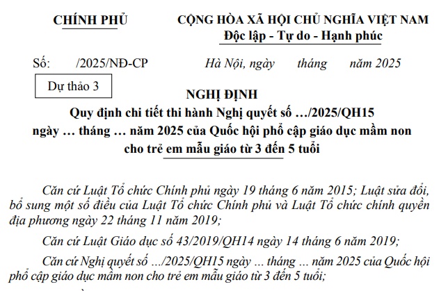 Đã có Dự thảo Nghị đinh về phổ cập giáo dục mẫu giáo cho trẻ từ 3-5 tuổi