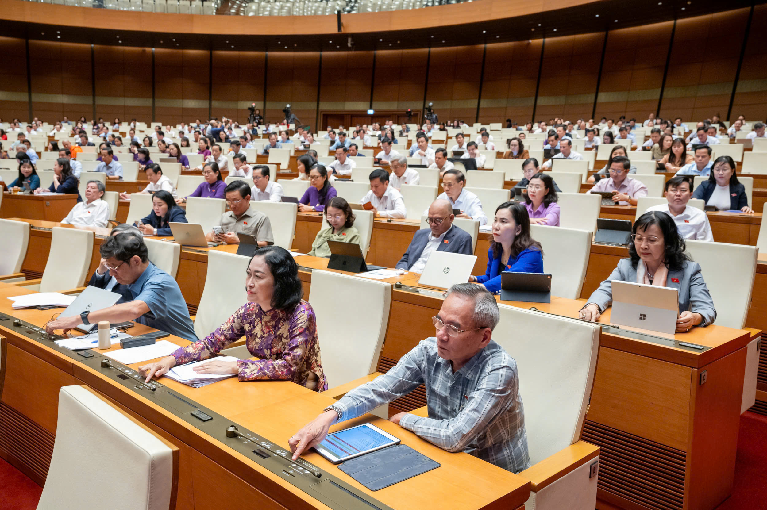 Các đại biểu tiến hành biểu quyết