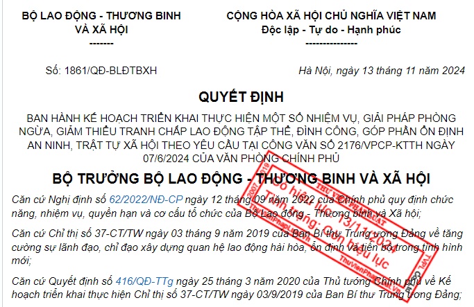 Đã có Quyết định 1861 về đề xuất Chính phủ phương án lương tối thiểu vùng