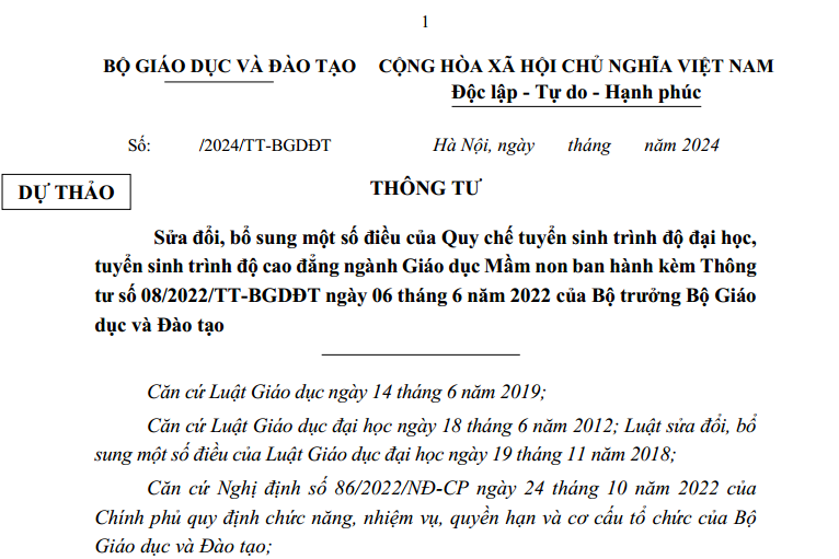 Đã có dự thảo Quy chế tuyển sinh đại học năm 2025