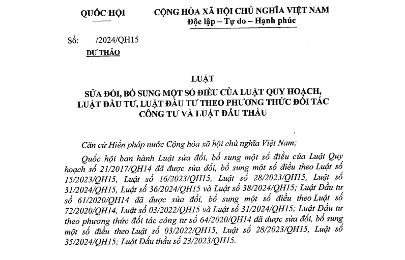 Dự thảo Luật sửa đổi Luật Đấu thầu