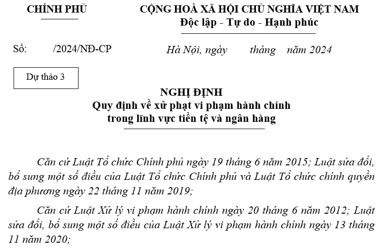 Đã có Dự thảo Nghị định xử phạt vi phạm trong lĩnh vực tiền tệ và ngân hàng