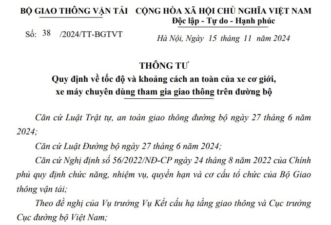 Đã có Thông tư 38/2024 về tốc độ tối đa của xe cơ giới từ 01/01/2025