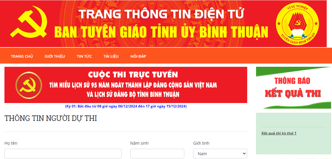 Câu hỏi kèm đáp án kỳ 1 Cuộc thi Tìm hiểu lịch sử 95 năm Ngày thành lập Đảng Cộng sản Việt Nam tỉnh Bình Thuận