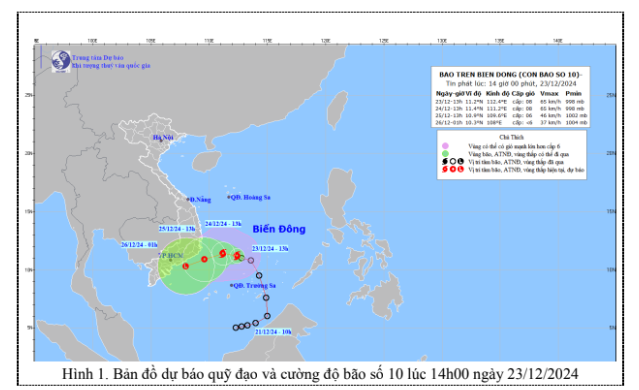 Cập nhật thông tin bão số 10 Pabuk (Cập nhật lúc 14 giờ ngày 23/12/2024)