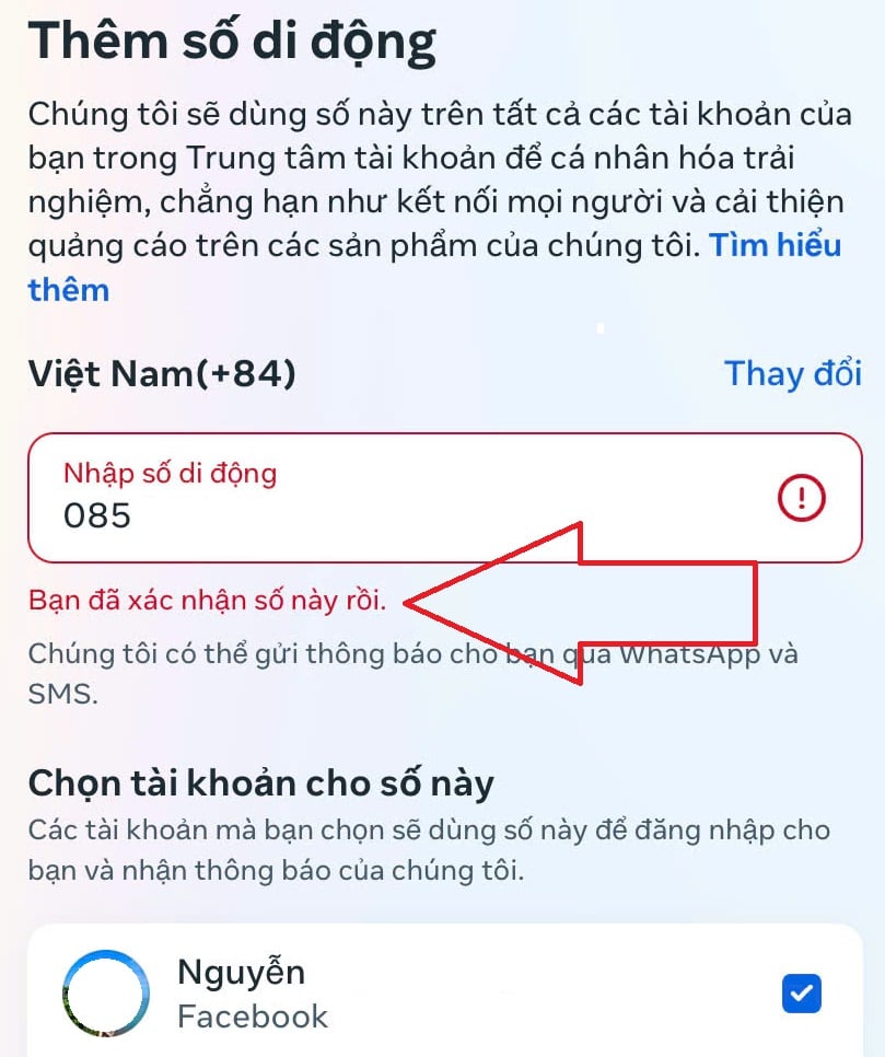 Cách kiểm tra tài khoản facebook đã xác thực số điện thoại chưa