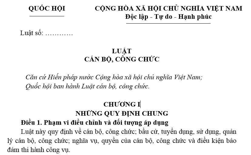 Cập nhật mới về Đề cương Luật Cán bộ, công chức (sửa đổi)