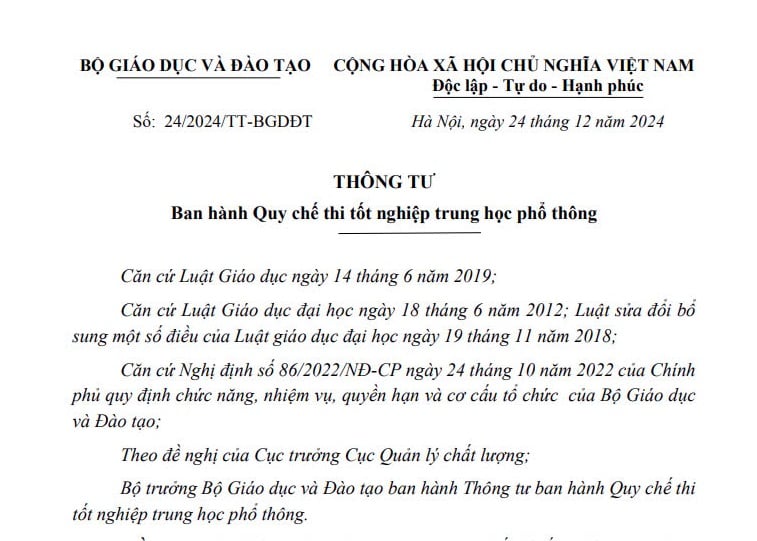 Đã có Quy chế thi tốt nghiệp THPT từ năm 2025 