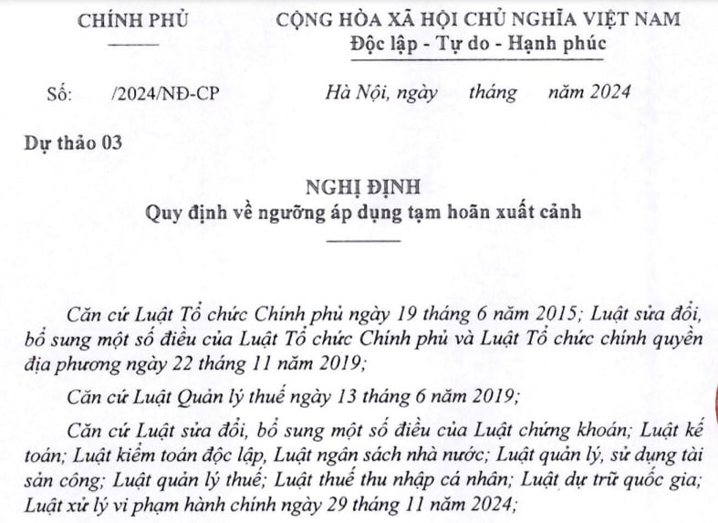 Đã có Dự thảo Nghị định quy định ngưỡng tiền thuế nợ áp dụng tạm hoãn xuất cảnh