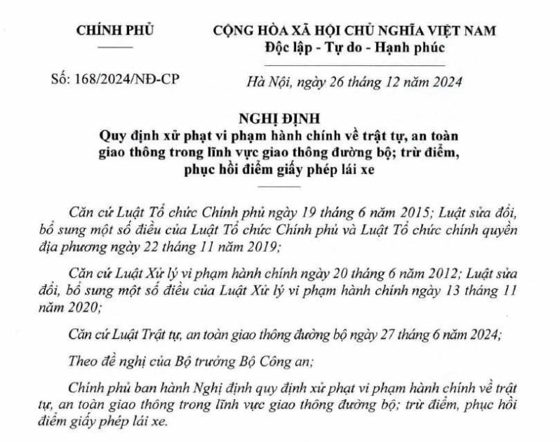 Đã có Nghị định 168/2024/NĐ-CP xử phạt giao thông đường bộ mới nhất