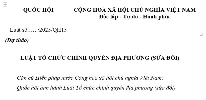 Đã có dự thảo Luật Tổ chức chính quyền địa phương (sửa đổi)