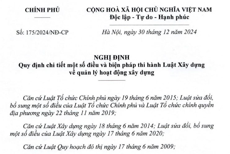 Đã có Nghị định 175/2024 hướng dẫn Luật Xây dựng về quản lý hoạt động xây dựng