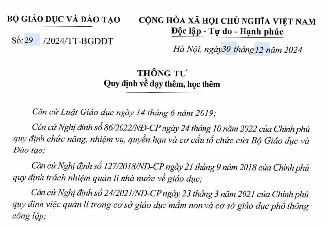 Đã có Thông tư 29/2024 về dạy thêm, học thêm từ 14/02/2025