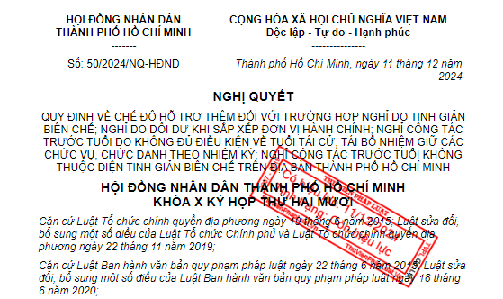 Cập nhật Nghị quyết 50 mức hỗ trợ công chức nghỉ việc do sắp xếp tinh gọn bộ máy