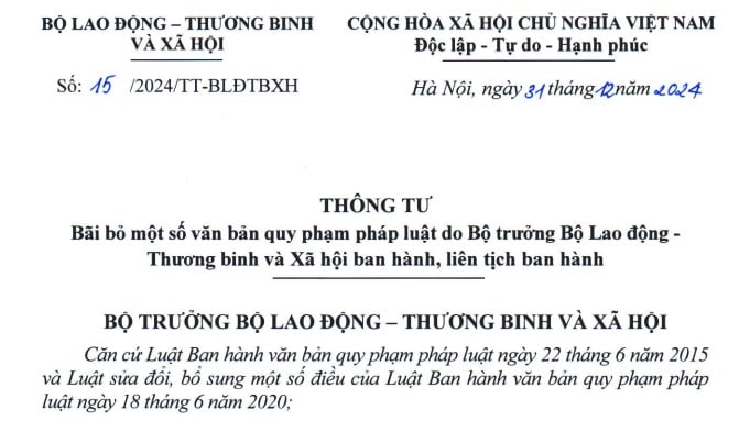 Đã có Thông tư 15/2024/TT-BLĐTBXH bãi bỏ các văn bản về lao động - tiền lương