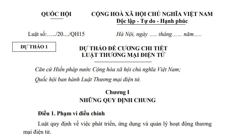 Đã có Dự thảo Luật Thương mại điện tử