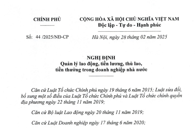 Đã có Nghị định 44/2025 về tiền lương tiền thưởng trong doanh nghiệp nhà nước