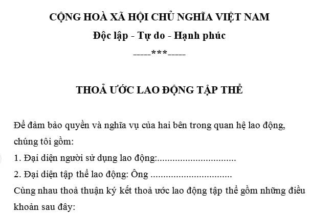 Mẫu thỏa ước lao động tập thể chi tiết năm 2025