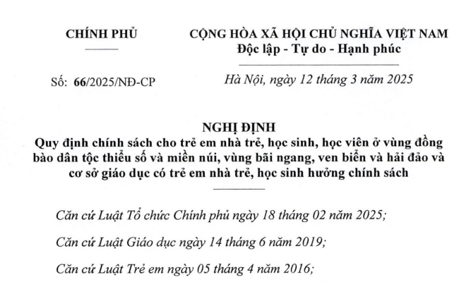 Đã có Nghị định 66/2025 về chính sách cho học sinh sinh viên dân tộc thiểu số và miền núi