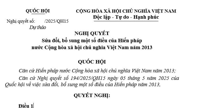 Đã có toàn văn dự thảo Nghị quyết sửa đổi Hiến pháp 2013 (Hình từ Internet)