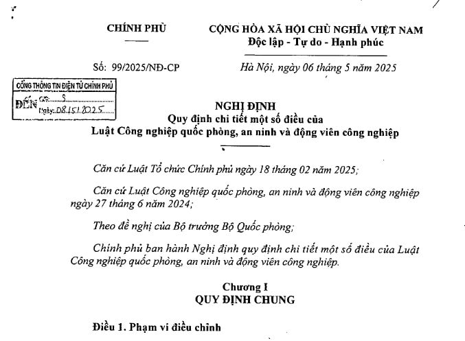 Nghị định 99 2025 hướng dẫn Luật Công nghiệp quốc phòng, an ninh và động viên công nghiệp