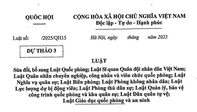 Toàn văn dự thảo Luật sửa đổi 11 Luật về quân sự, quốc phòng (cập nhập lần 3)