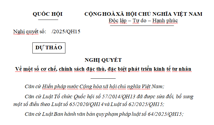 Đã có dự thảo Nghị quyết về chính sách đặc thù phát triển kinh tế tư nhân