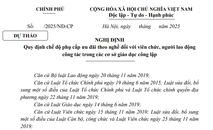 Đã có dự thảo Nghị định về phụ cấp ưu đãi theo nghề đối với giáo viên