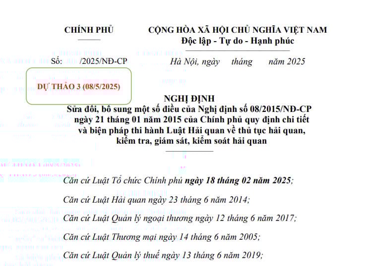 Đã có dự thảo Nghị định sửa đổi Nghị định 08/2015 về thủ tục hải quan